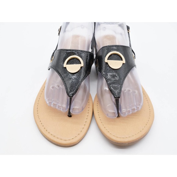 Karyns Collections Womens 11 Slingback Sandals Black Snake Embossed Faux Leather - Picture 6 of 10